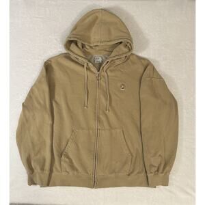 RVCA Women’s Mushroom Zip Hoodie Beige Size M Skater Hippie Goblincore Forest